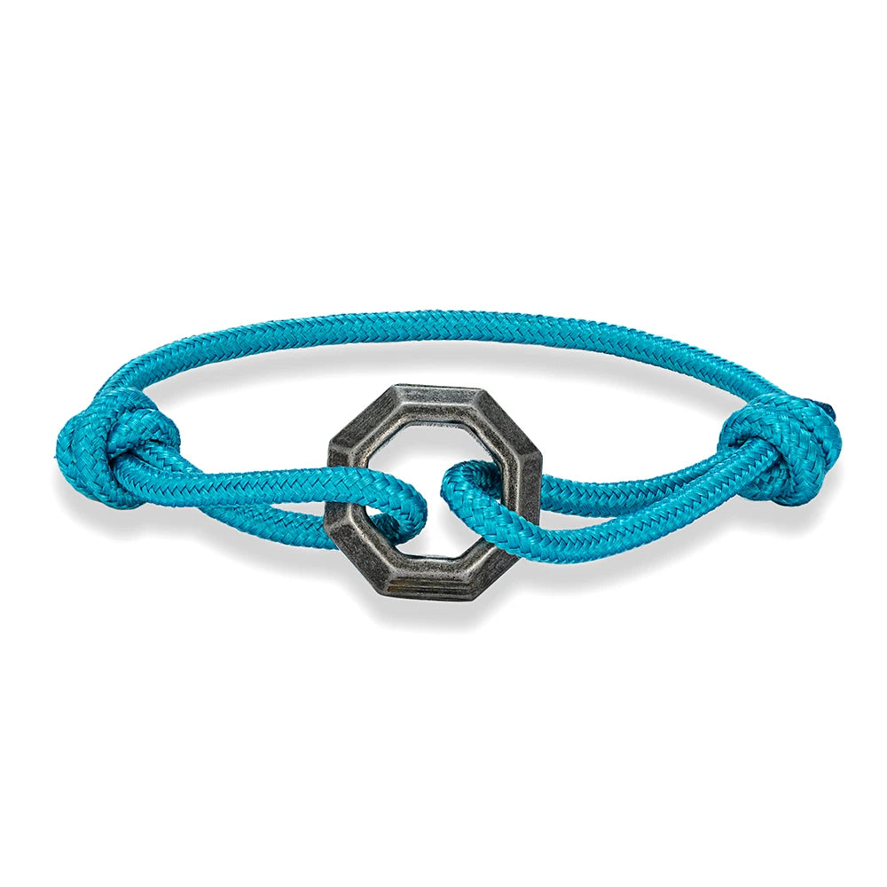 MKENDN New Mens Bracelet with Stainless Steel Rings Adjustable Rope Bracelet Men Women Waterproof Bracelet Gift For Himself