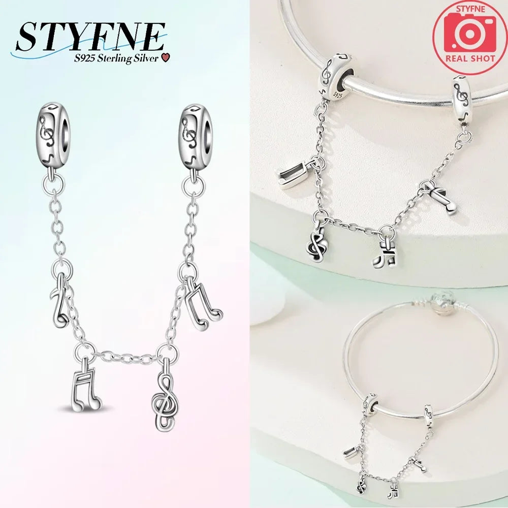 Original 100% 925 Sterling Silver Clasp Clip Bead Star Moon Safety Chain Fit 925 Original Bracelet DIY Jewelry Making Women Gift
