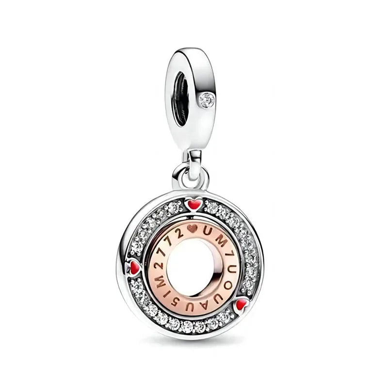 Hot Selling Rose Gold Series Leaf Bead Key Lock Pendant Suitable For European Original Bracelet DIY Exquisite Jewelry S925 Silve