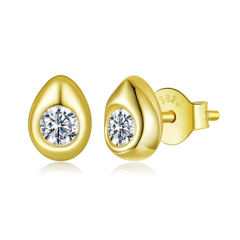 WOSTU Pear Style moissanite Stud Earrings For Women, 925 Sterling Silver 18K Gold Teardrop earrings Christmas Gift For her