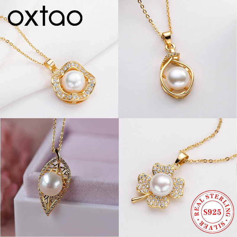 OXTAO Luxury 14K Gold Filled Necklace Natural Freshwater Pearl Necklace For Women Trendy Retro Style Clavicle Chain Jewelry Gift