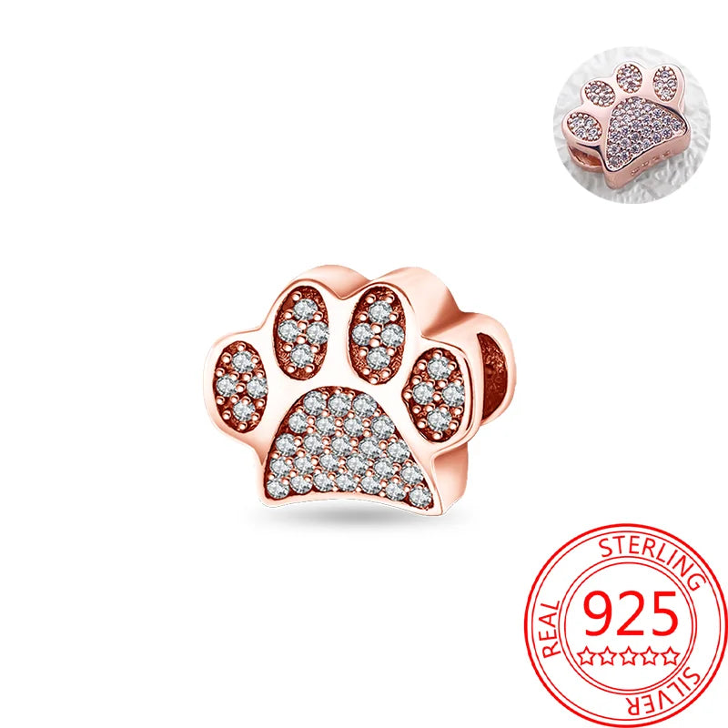 925 Sterling Silver Real Rose Gold Pink Octopus Summer Turtle Heart Dangle Charm Fit Original Bracelet Necklaces Bracelet Girl