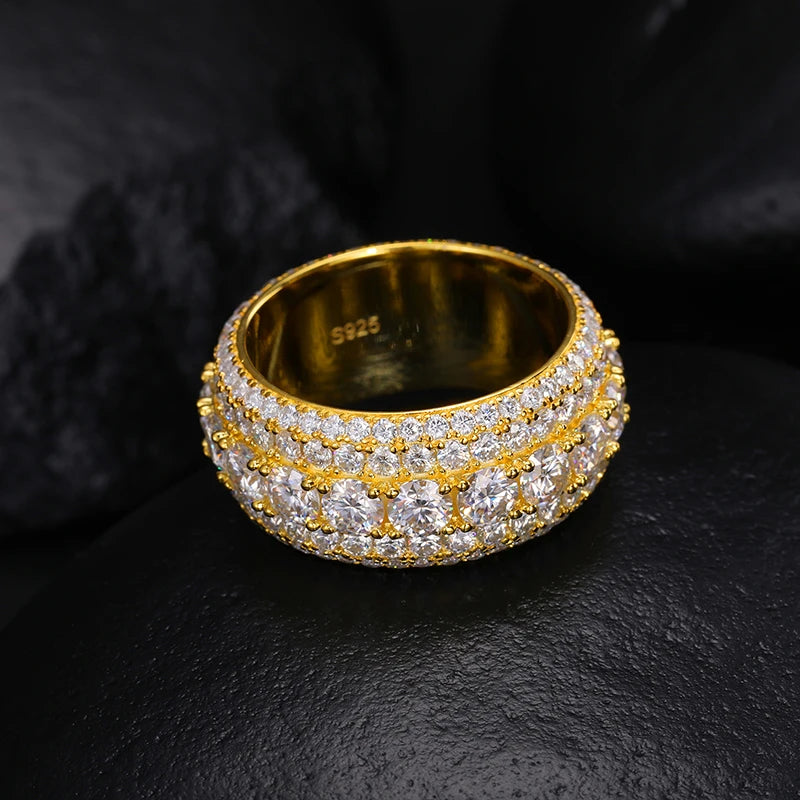 TUHE High Quality Unisex VVS1 Moissanite Rings Silver 925 Luxury Moissanite For Men Hip Hop Jewelry