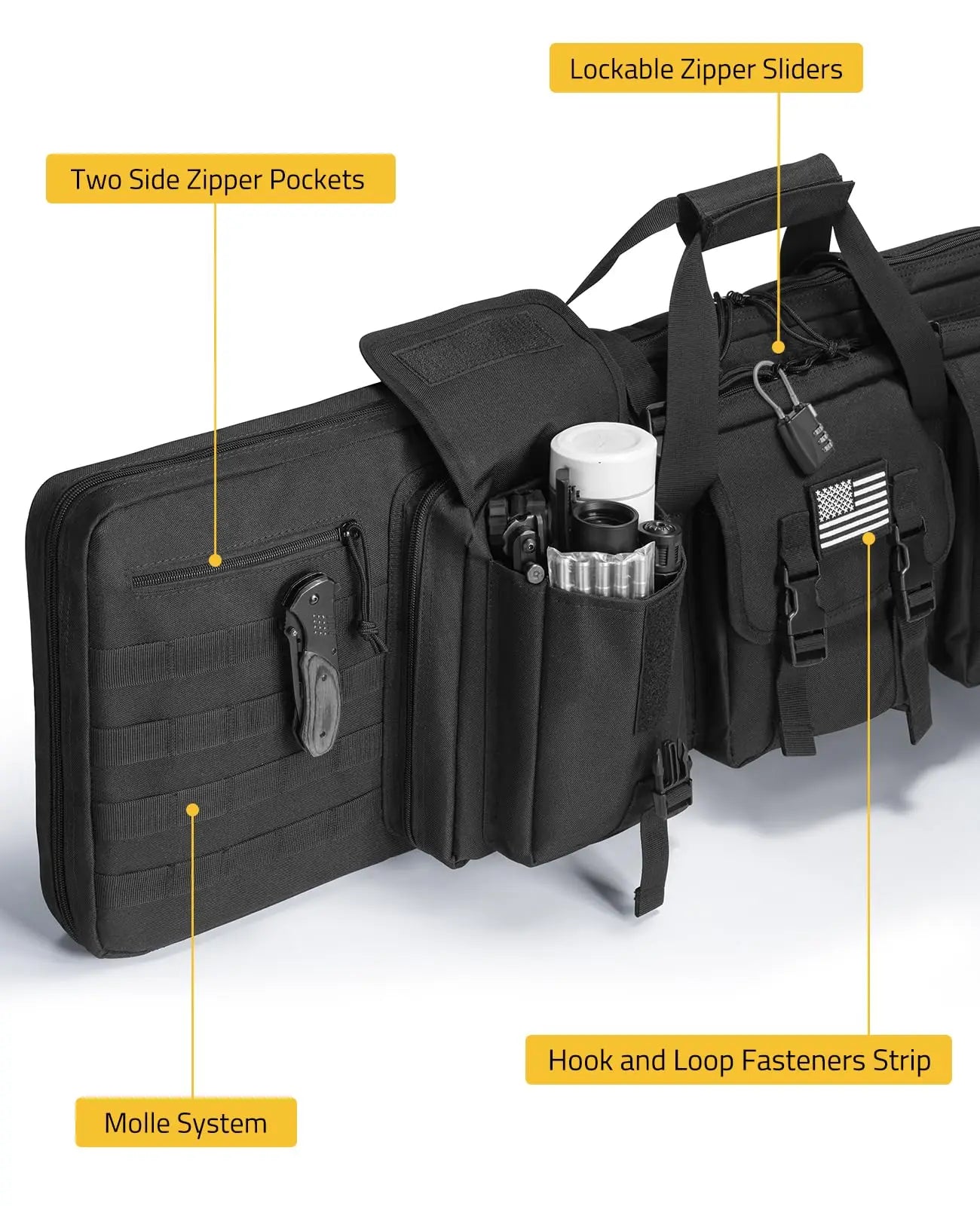 42 Double Soft Rifle Case Tactical Long Gun Bag Storage Transportation Backpack Outdoor Hunting Shooting Range Black