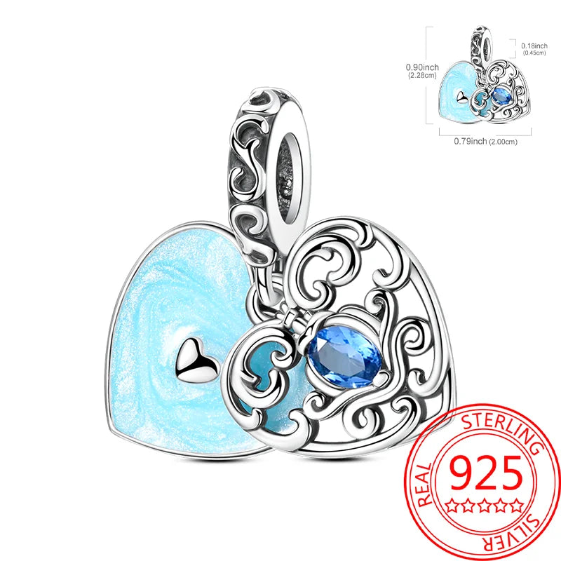 925 Sterling Silver Sparkling Pink Heart Charm Pendant Beads Fit Original Bracelet for Women Valentine Day Jewelry Gifts