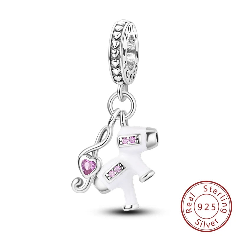 100% 925 Sterling Silver Guitar Rock Musical Note Carousal Headphones Charms Beads For Bracelet Necklace DIY Jewelry Accessories