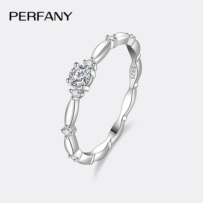PERFANY 0.1CT Four Claw Moissanite Ring for Women S925 Pure Silver Stackable Simulation Diamond Engagement Exquisite Jewelry - Madeinsea©