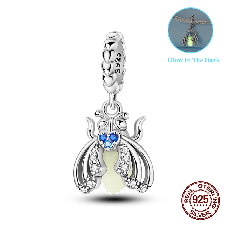Classic 925 Sterling Silver Beads Luminous Firefly Star Chameleon Charms Pendants Fit Original Bracelet DIY Jewelry For Woman