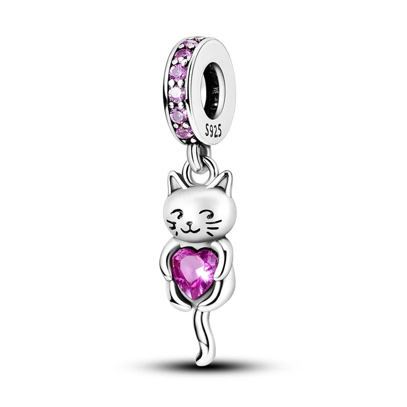 2024 Hot Sales 925 Sterling Silver Pink Charm Beads Pendent For Original Bracelets Charm Dangle Women Gril Jewelry Gifts