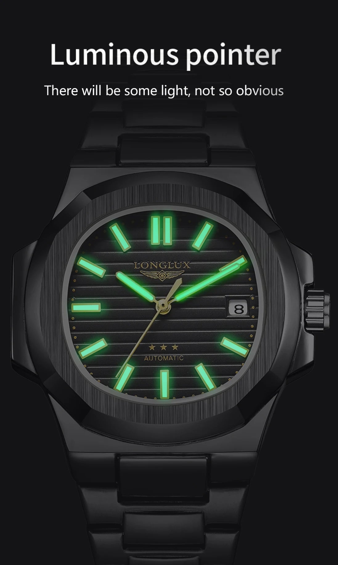 LONGLUX automatic watch business luxury mechanical wristwatches wholesale steel date waterproof mens watch men gift - Madeinsea©