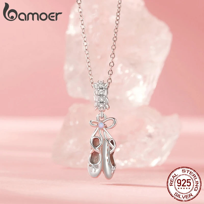 BAMOER Solid 925 Sterling Silver Ballet Shoe Charm Bead fit Original Bracelet & Necklaces Jewelry DIY bamoer Charm SCC2937