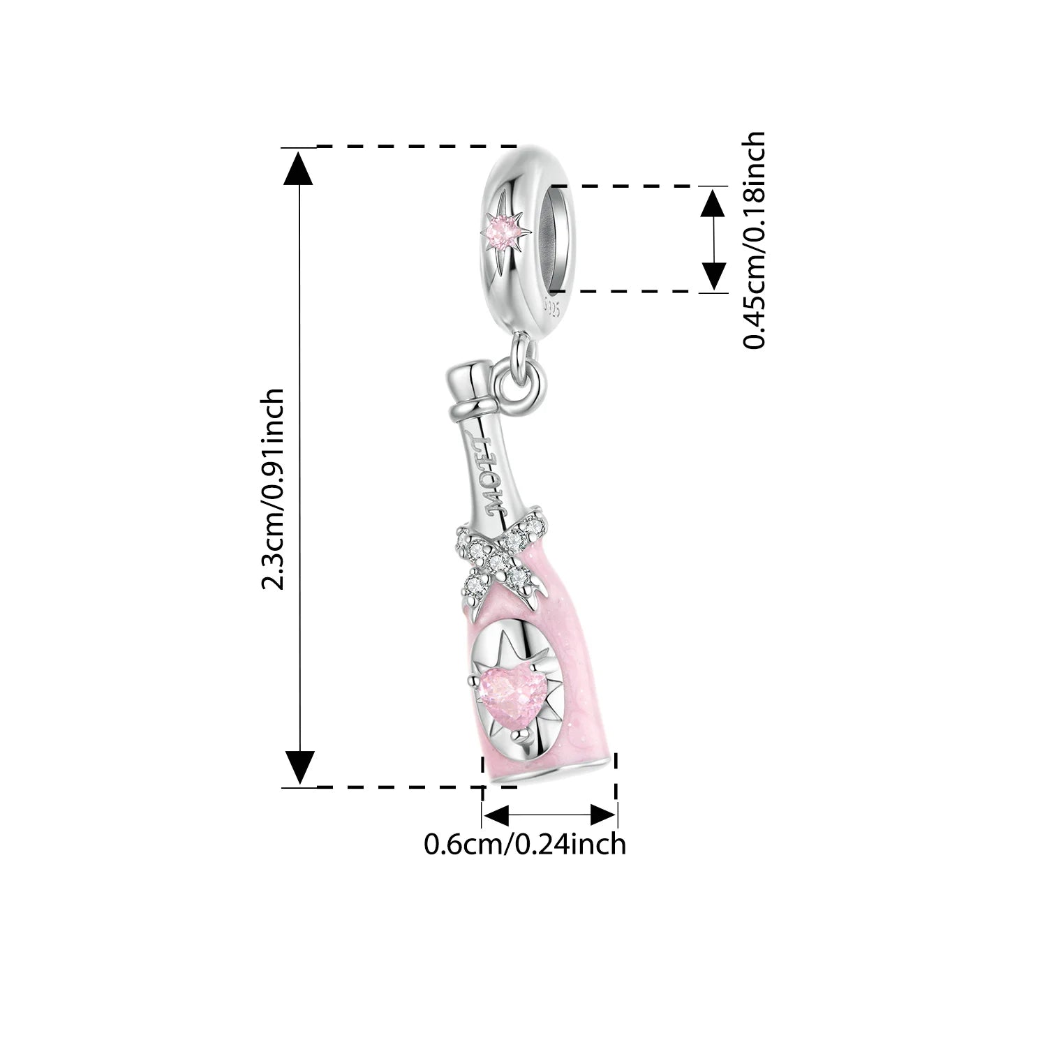 WOSTU 925 Sterling Silver Pink Cherry Pendant Bow White Gold Charm Original Sweet Fit for Women DIY Birthday Daily Fine Jewelry