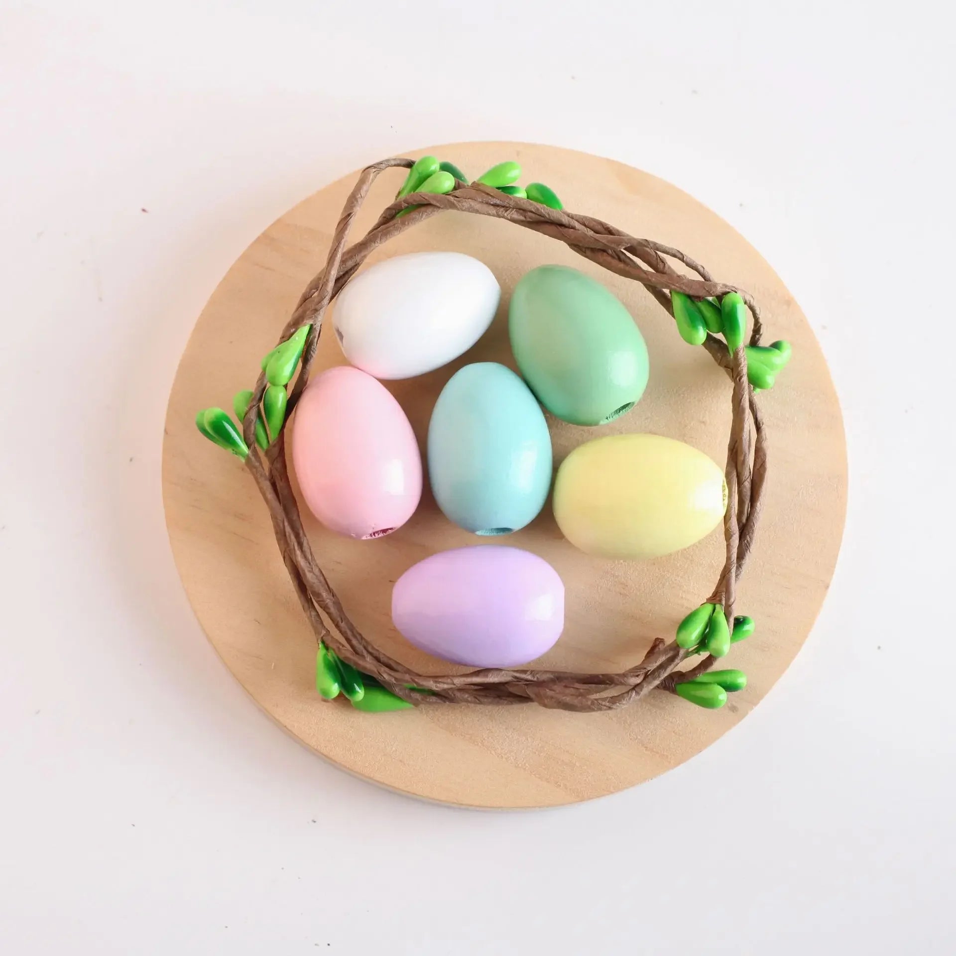 10Pcs/Pack Easter Day Painted Eggs Wooden Beads DIY Kids Toys Bracelet Accessories