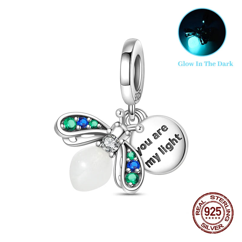 Classic 925 Sterling Silver Beads Luminous Firefly Star Chameleon Charms Pendants Fit Original Bracelet DIY Jewelry For Woman