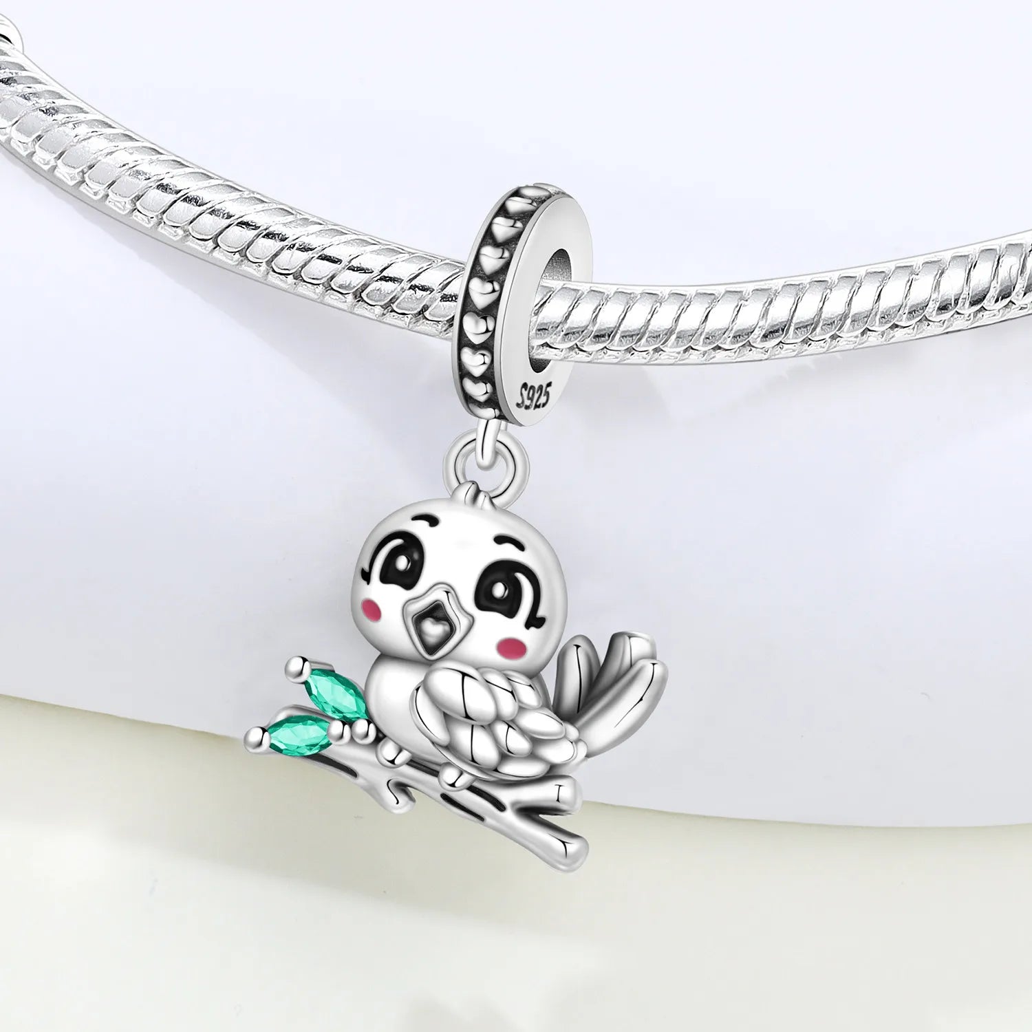 PANPOKI 925 Sterling Silver Cute Bird Beads Original Pendants Bracelet Charm Jewelry Party DIY Trendy Gifts