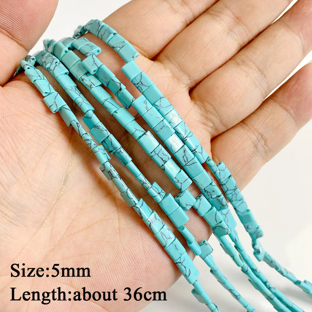 Wholesale Blue Turquoise Stone Beads Round Square Rondelle Irregular Loose Spacer Bead For Jewelry Making DIY Bracelet Necklace