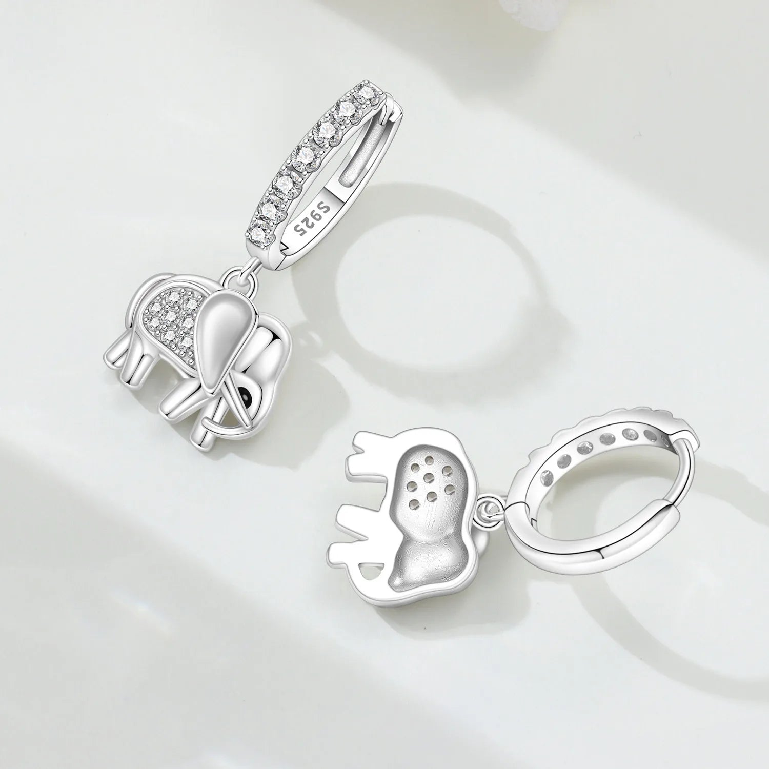 PANPOKI 925 Sterling Silver Cute Elephant Animal Drop Earrings Women Earrings Charm Trend Versatile Party Jewelry Trendy Gifts