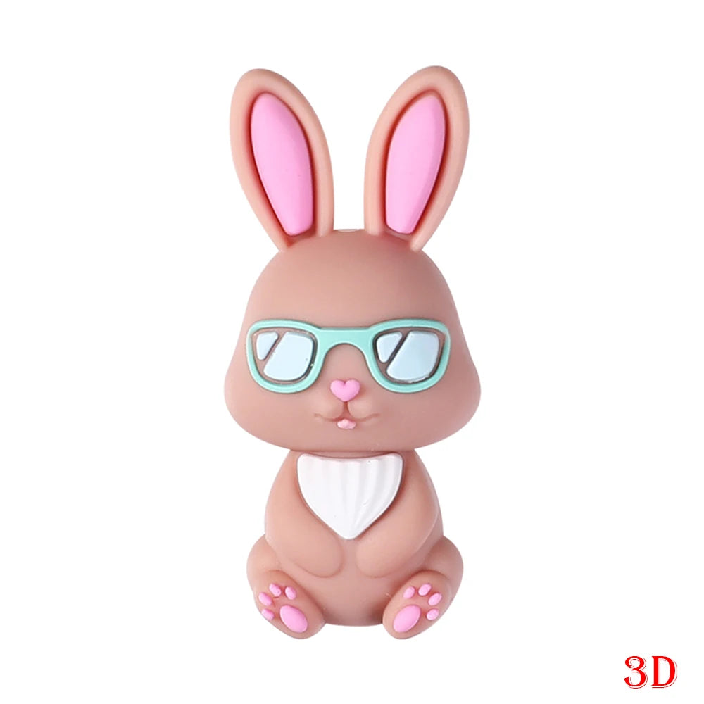 5/10pcs Silicone Beads Easter Egg Bunny Beads Cute for DIY Keychains Jewelry Accessories Bracelet Making Pen Decor Creative Gift