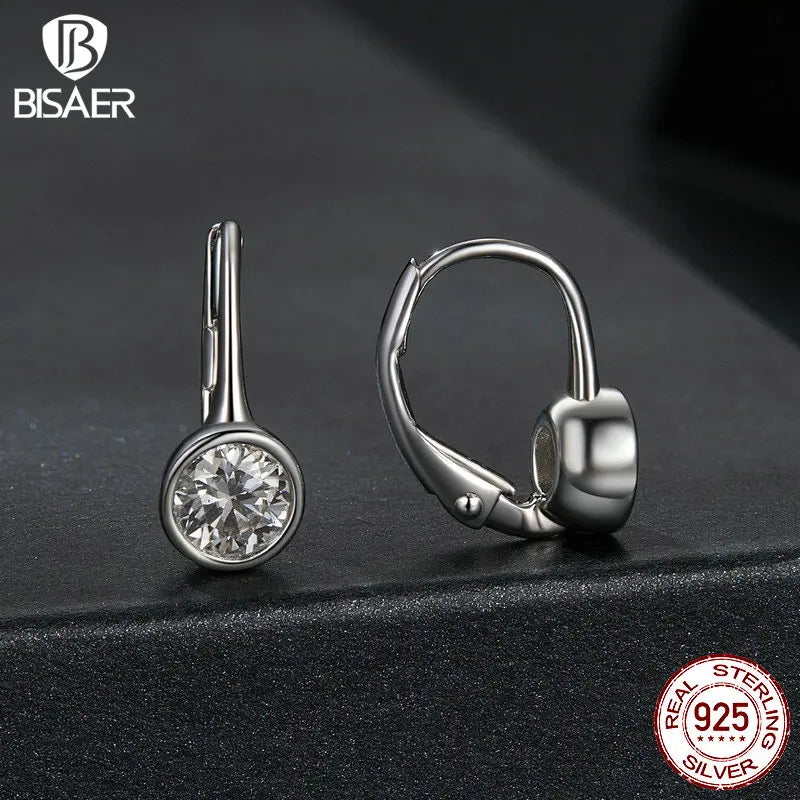 Boucles d'oreilles BISAER en argent sterling 925 avec moissanite scintillante de 0,5 ct pour femme, couleur D VVS1 EX Lab Diamond, bijoux fins de mariage