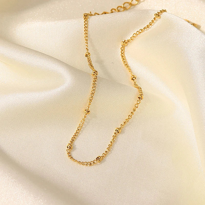 Ins 18K vergoldet zierliche Zirkonia runder Charm Kugel Kette Fußkettchen für Frauen wasserdichter Fußschmuck Sommerurlaub