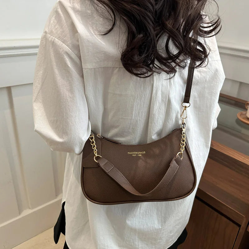 Cherry Pendant Crossbody Bag for Women PU Leather Crescent Bag Adjustable Strap Underarm Bag Closure Handbag for Work Travel - Madeinsea©