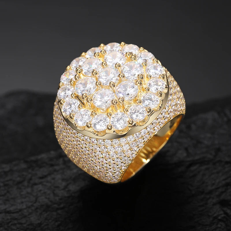 TUHE Unisex 925 Silver Ring Moissanite Stone Iced Out Couple Rings For Women Men Hip Hop Gifts
