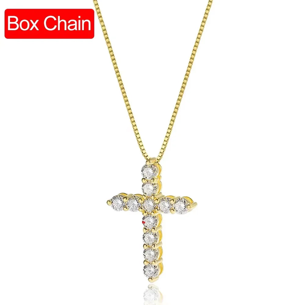 Serenity 3mm 4mm 5mm Black Moissanite Cross Pendant Necklace For Women Men 100% S925 Sterling Silver Jesus Neck Chain Plated 18K - Madeinsea©