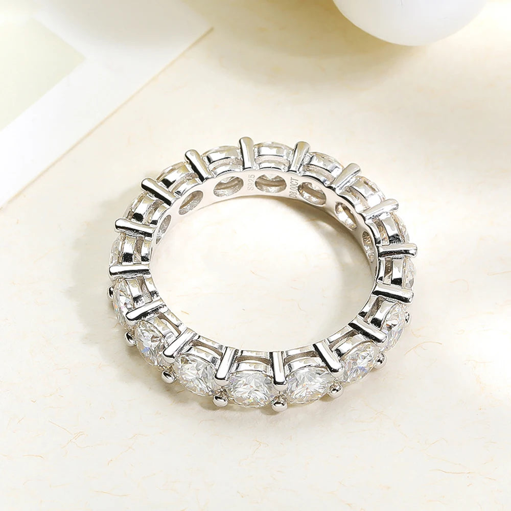 Serenity 3mm 5mm D Color All Moissanite Row Rings For Women Wedding Bridal 100% S925 Sterling Silver Plated 18K Eternity Rings - Madeinsea©