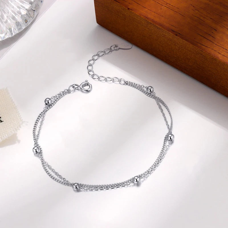 WOSTU 925 Sterling Silver Hot Selling Stacked Chain Bracelets For Women, Butterfly Heart Cross Clover Wrist Link Girl Party Gift