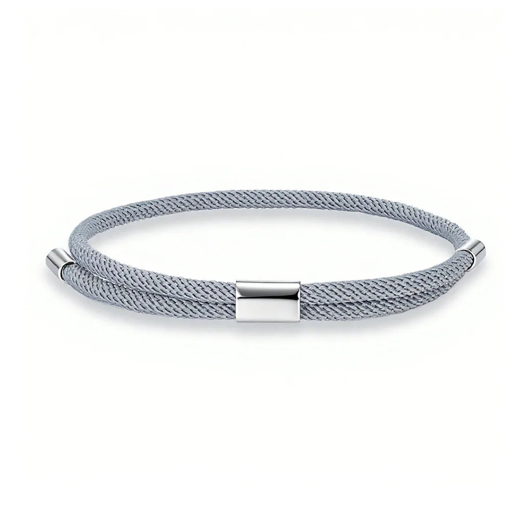 MKENDN Minimalist Durable Unisex Rope Design Stainless Steel Adjustable Braided Rope Bracelet for Men Women Couple Jewelry Gifts