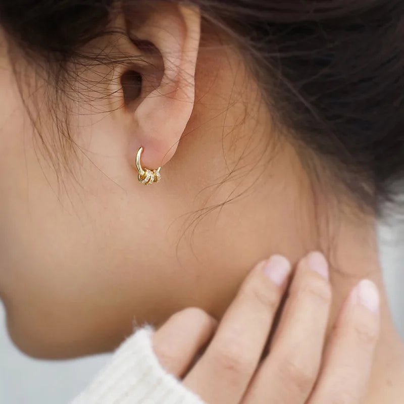 925 Sterling Silver Sparkling Luxury Clear CZ Geometry Earrings Classic Wedding Drop Earrings For Women Jewelry