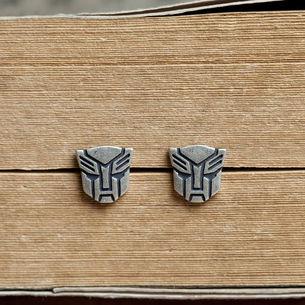 MKENDN Zarte Mini-Decepticons-Ohrstecker aus 925er Sterlingsilber im Vintage-Gothic-Stil – allergiefreier Qualitätsschmuck