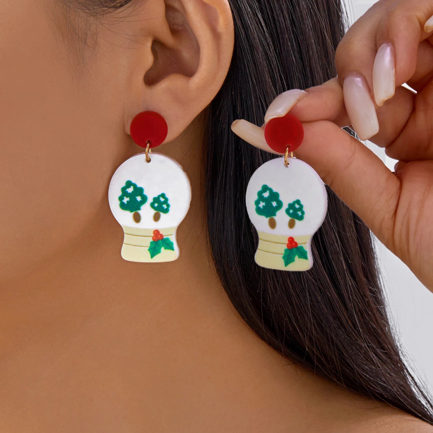 Cute Santa Claus Dangle Earrings For Women Acrylic Cartoon Snowman Elk Christmas Tree Bulb Pendant Earring Girls New Year Gift