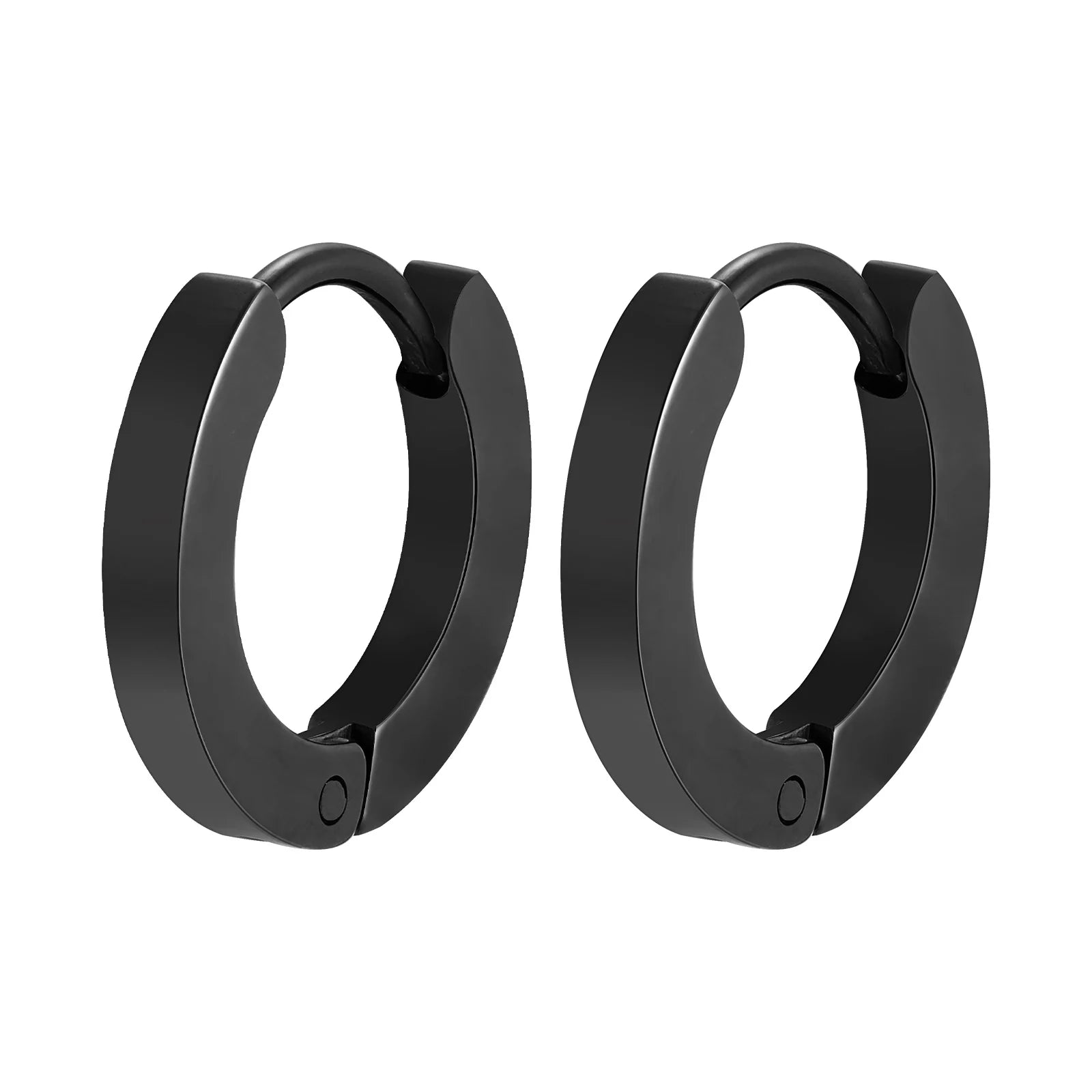 Vnox Glossy Stainless Steel Small Hoop Huggies Earrings for Women Men, Hand Polished Simple Metal Hoops, Minimalist Jewelry Gift