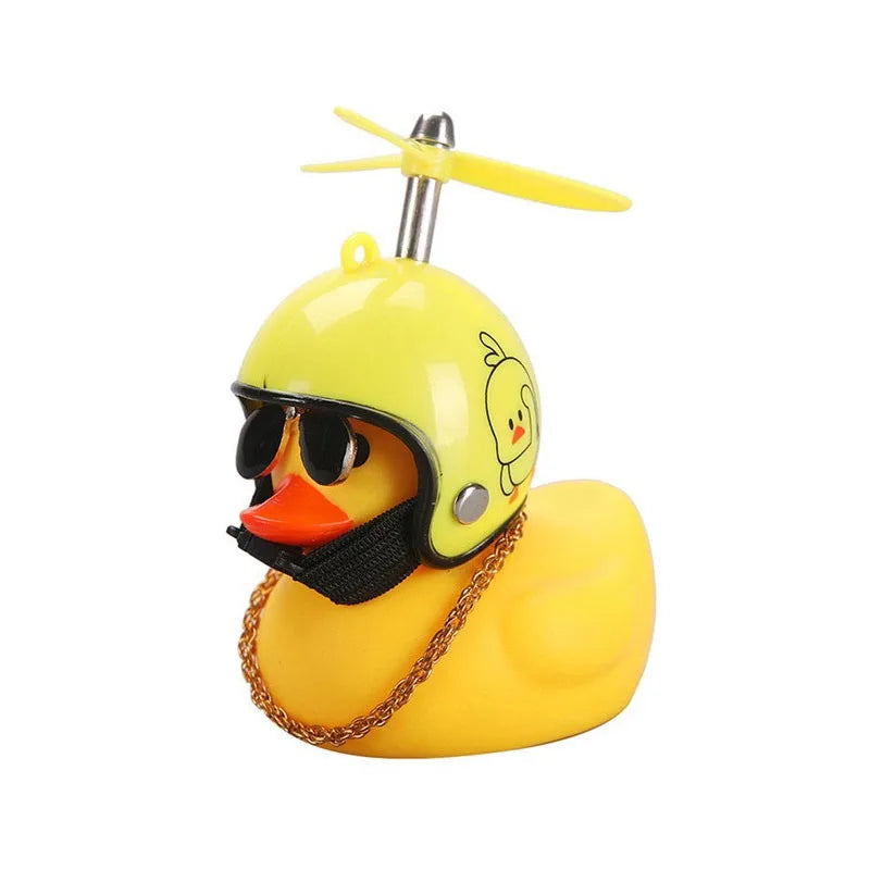 Broken Wind Rubber Duck With Helmet Pendant Black/Yellow Duck Road Bike Motor Helmet Riding Bicycle Accessories Car Decoration - Madeinsea©