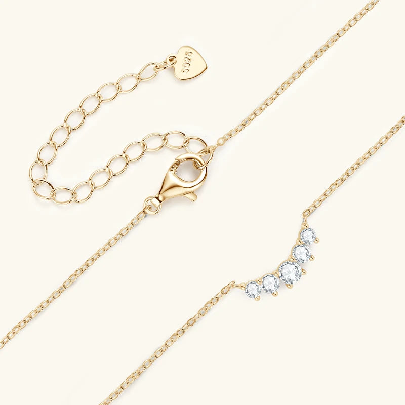 OXTAO U-Smile Moissanite Necklace for Women D VVS1 Sparkling Lab Diamon Luxury Necklaces 925 Sterling Silver GRA Certified