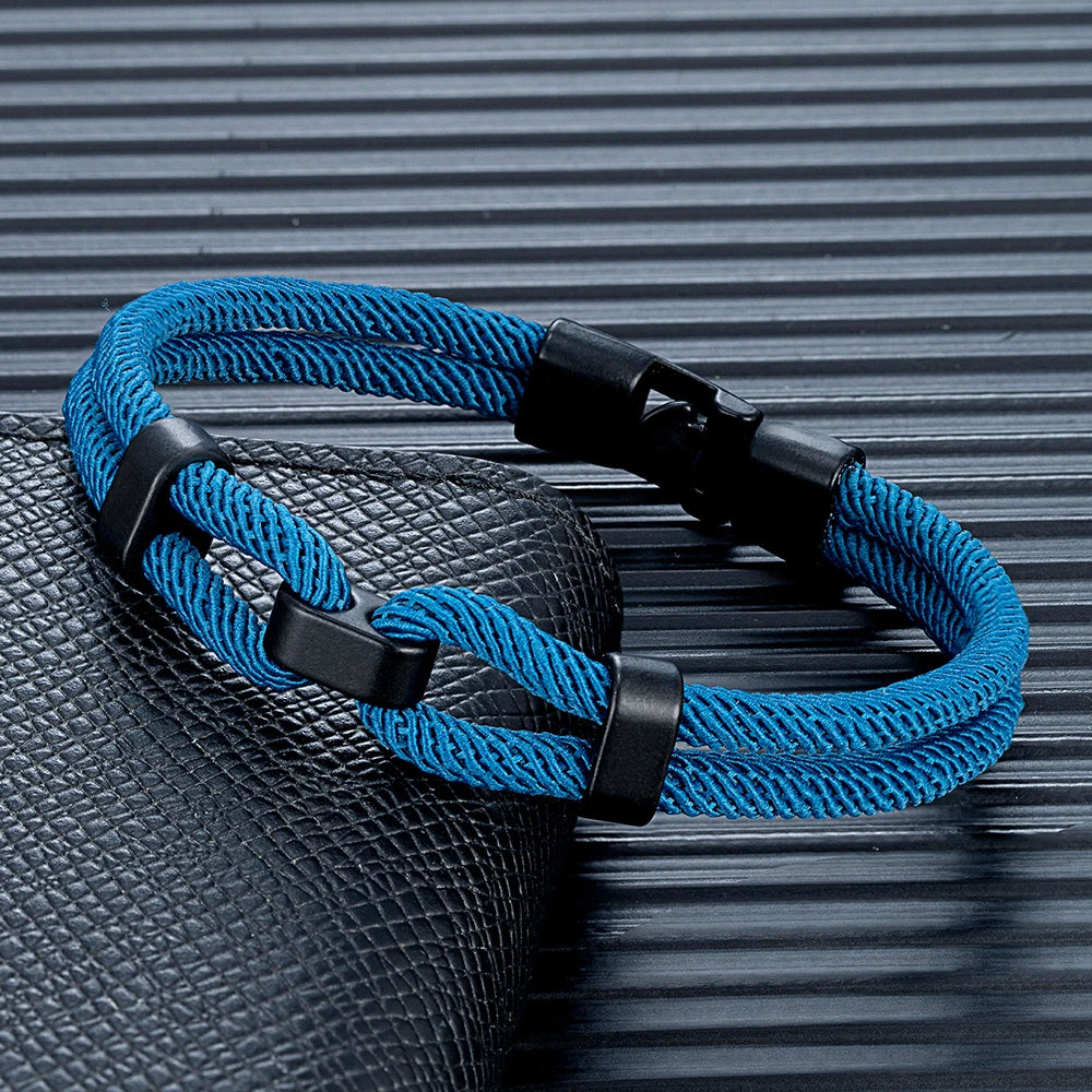 MKENDN Unique Sailing-Inspired Knot Bracelet For Men Black Easy Buckle Rope Bracelet Gifts For Him Nautical Wrap Jewelry Gifts - Madeinsea©