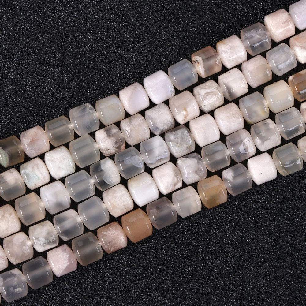 New Arrival Natural Sakura Agates Stone Bead Cherry Blossom Agat Rondelle Tube Loose Spacer Beads For Jewelry Making Accessories