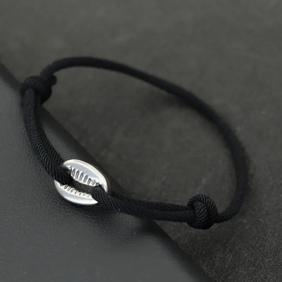 Handwoven Rope Macrame Bracelet Men Adjustable Nickel Black Shell Braclet Summer Beach Surfer Braslet Pulseira Corda Masculina