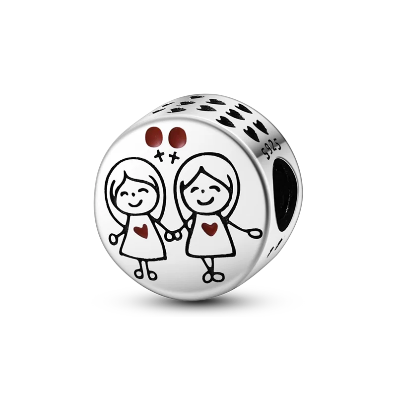 925 Sterling Silver Boy Girl Couple Lovers Beads Marriage Charms Dangle Fit Original  Bracelet Charms Jewelry Women DIY