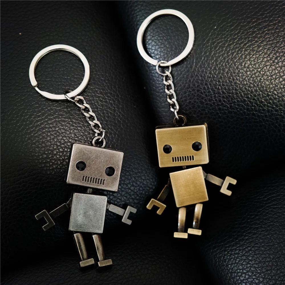 MKENDN New Design Metal Big-Headed Robots Keychains Creative Car  Keyrings Gifts Custom LOGO