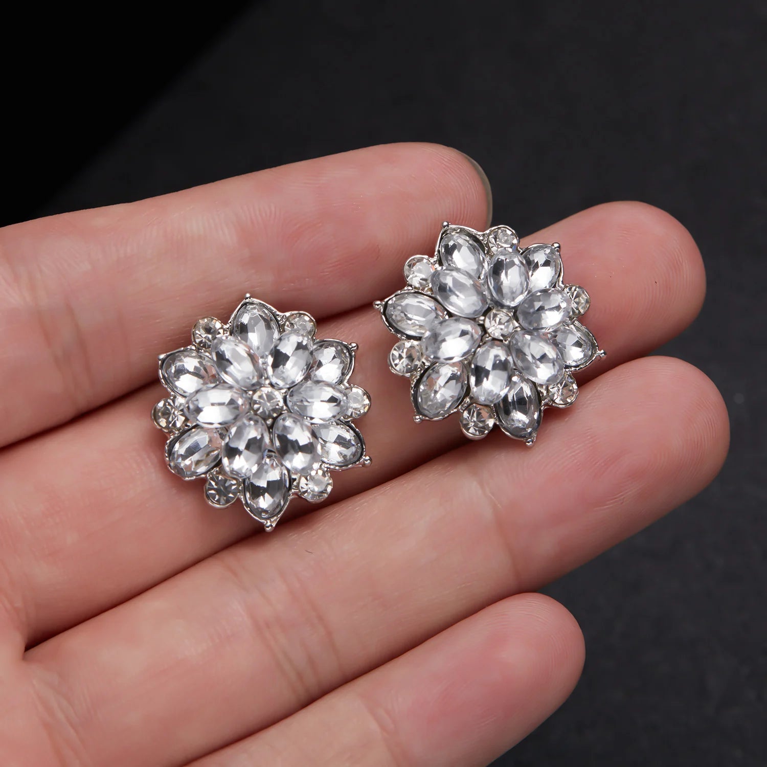 Exquisite Zircon Christmas Snowflake Stud Earrings for Women Shiny Rhinestone Crystal Flowers Earring Christmas New Year Gifts - Madeinsea©
