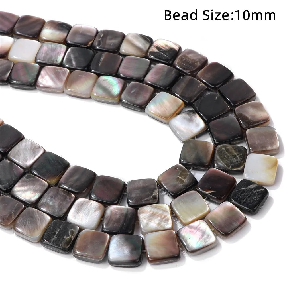 High Quality Natural Shell Beads Grey Mother of Pearl Heart Square Round Spacer Beads For Jewelry Making DIY Bracelet Handmade