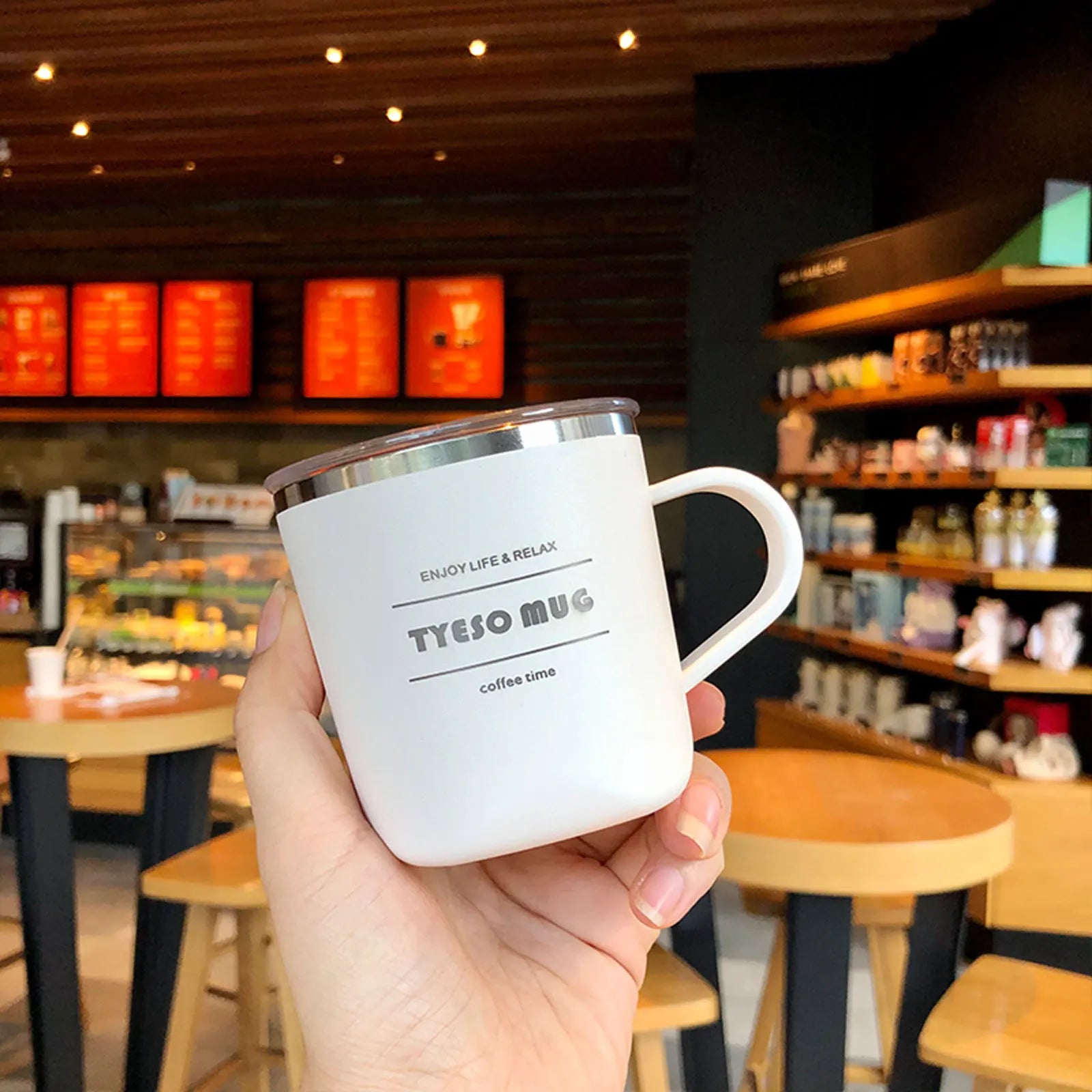 Tyeso Water Bottle 260/300ml Coffee Mug Stainless Steel Coffee Cup Travel Mug with Lid Insulated For Office Home Coffee Tea tool