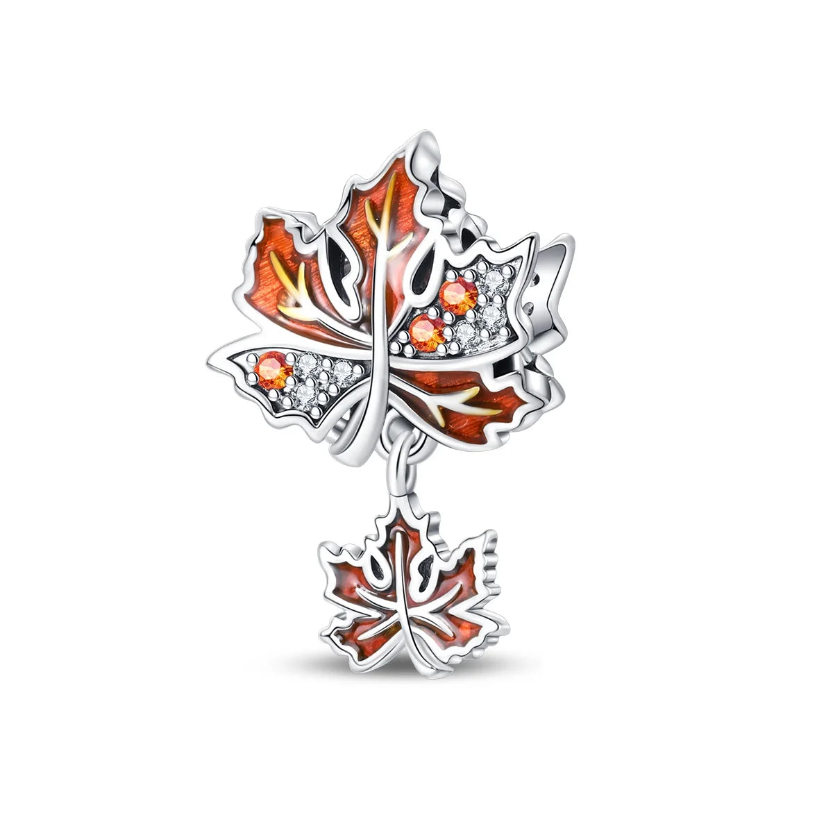 Fashion Autumn 925 Silver-Plated Squirrel Maple Leaf Pumpkin Yellow Charms Beads Fit 3mm 925 Original Bracelets DIY Jewelry