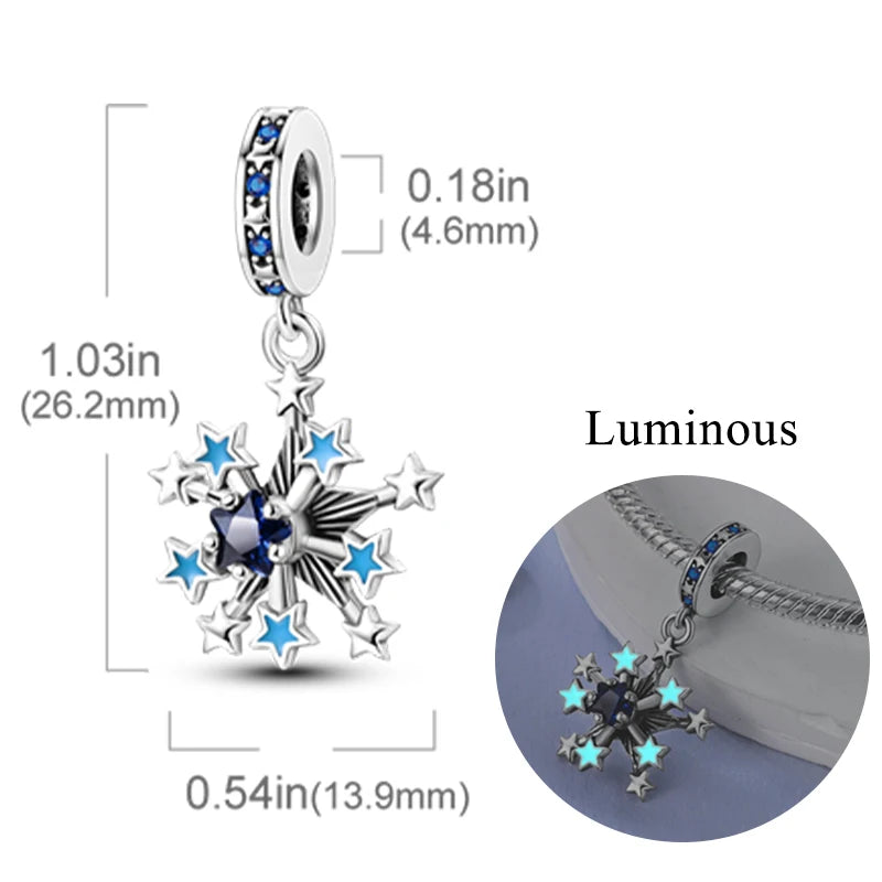 2024 neue 925 Sterling Silber Charms Glühwürmchen Sterne Glühende Leuchtende Charme Perlen für Original Anhänger Armbänder DIY Schmuck Geschenk