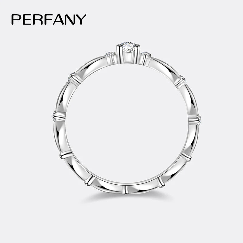 PERFANY 0.1CT Four Claw Moissanite Ring for Women S925 Pure Silver Stackable Simulation Diamond Engagement Exquisite Jewelry - Madeinsea©