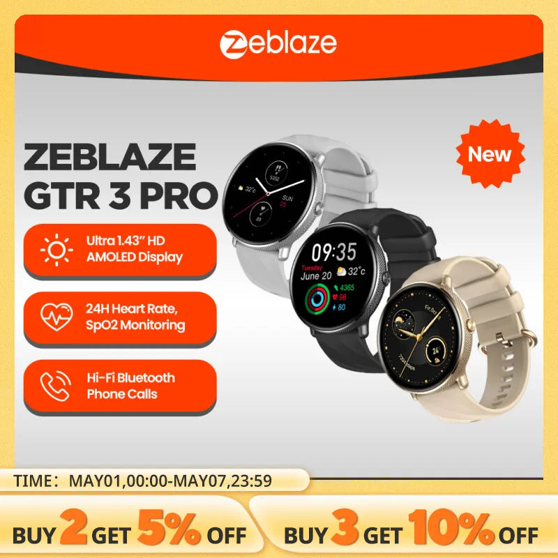 Zeblaze GTR 3 Pro Voice Calling Smart Watch AMOLED Display 316L Stainless Steel Fitness Smartwatch For Women - Madeinsea©