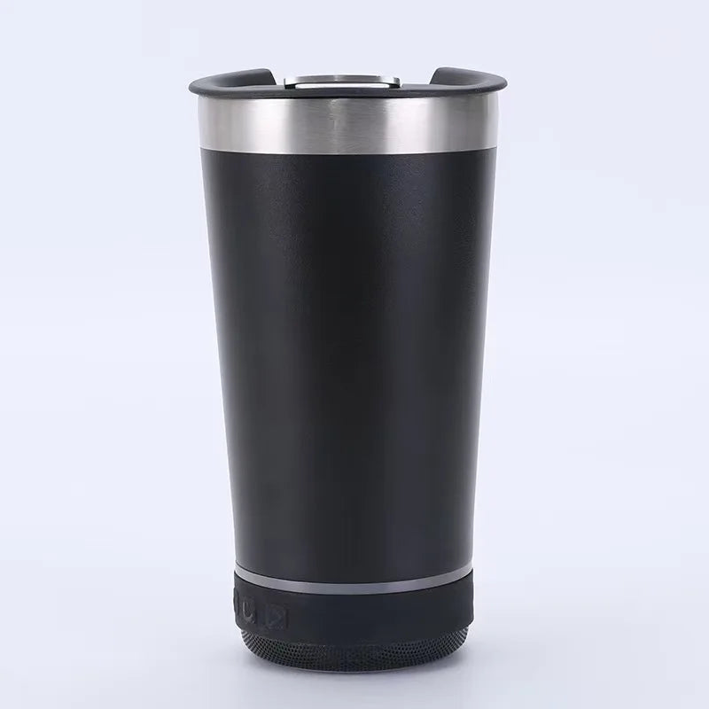 16oz smart bluetooth speaker car portable car cup creative bottle opener stainless steel thermos cup