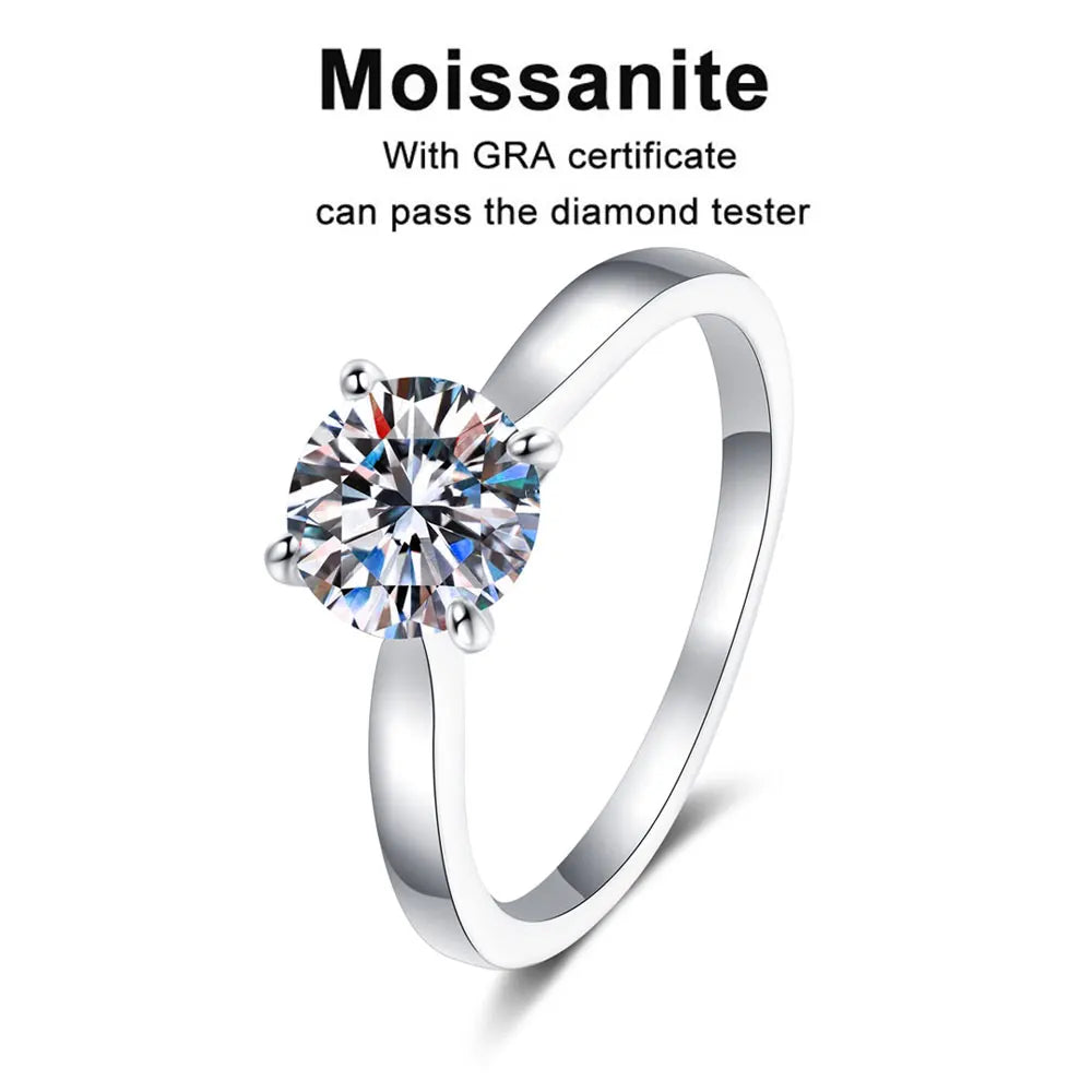 KNOBSPIN D VVS1 Moissanite Rings for Women Man 4 Prong Solitiare Engagement Wedding Diamond Ring with GRA Certified s925 Sliver